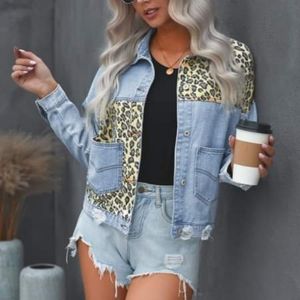 Large leopard jean jacket